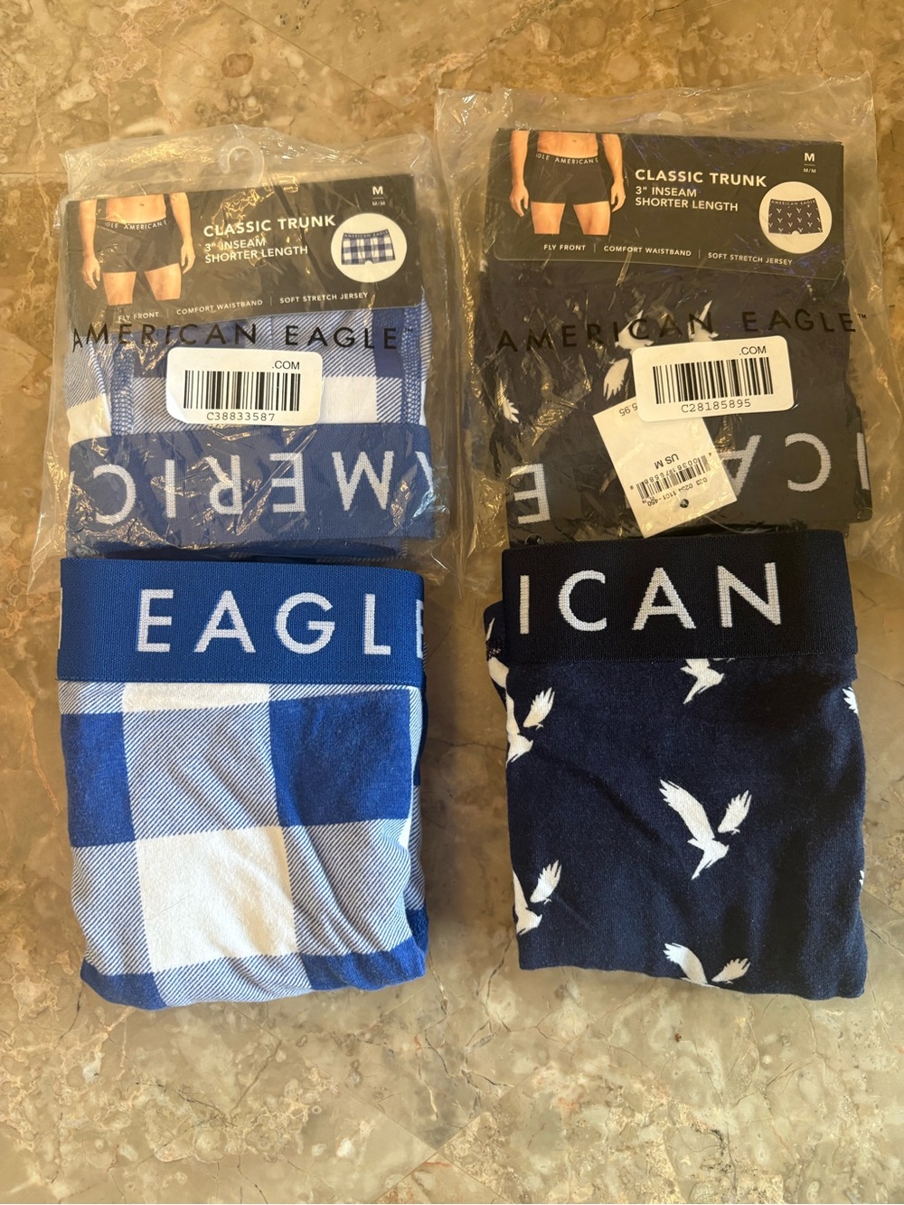 4 pair American Eagle Outfitters Men’s Classic Trunk Boxer Briefs - Blue & Navy
